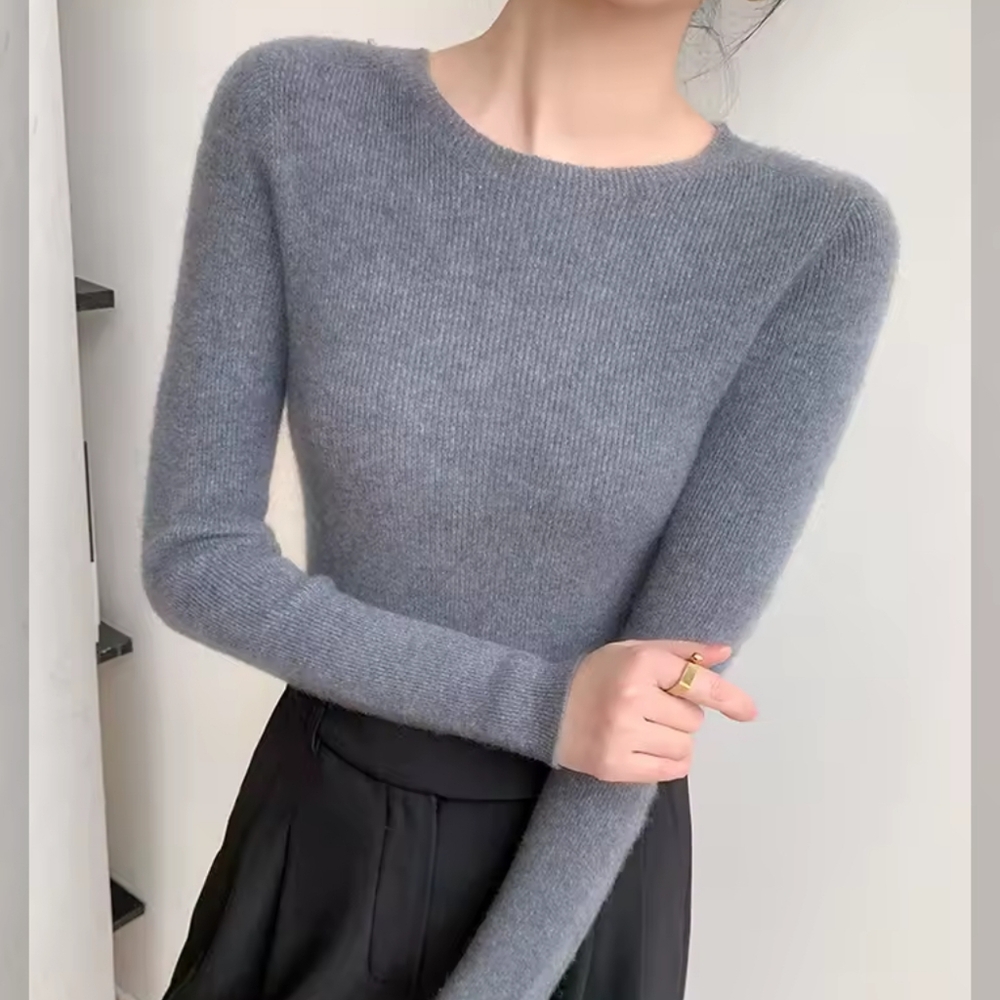 100% Merino Wool Knitwear Basic Bottom Sweater - Picture 3 of 8